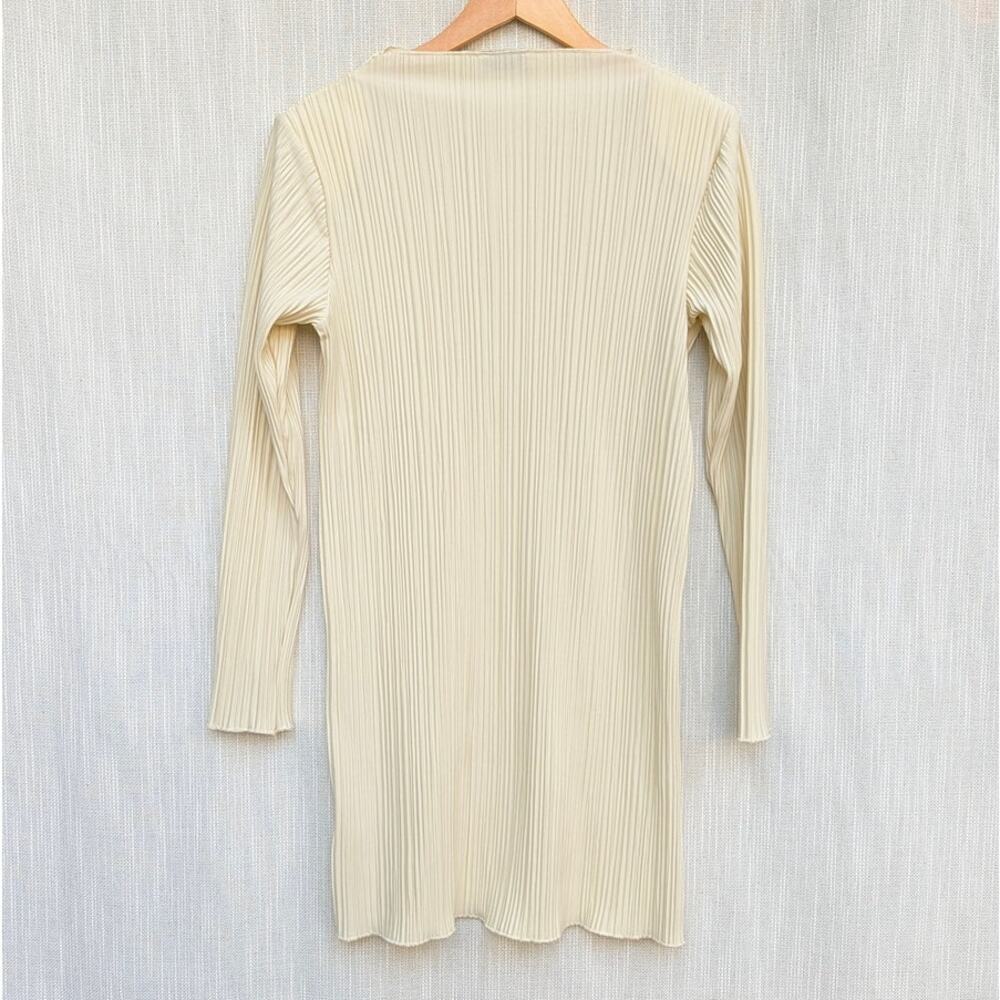 Anine Bing Off-White Buttercream Kira Mini Dress Pleated Long Sleeve Mock Neck - Picture 3 of 7